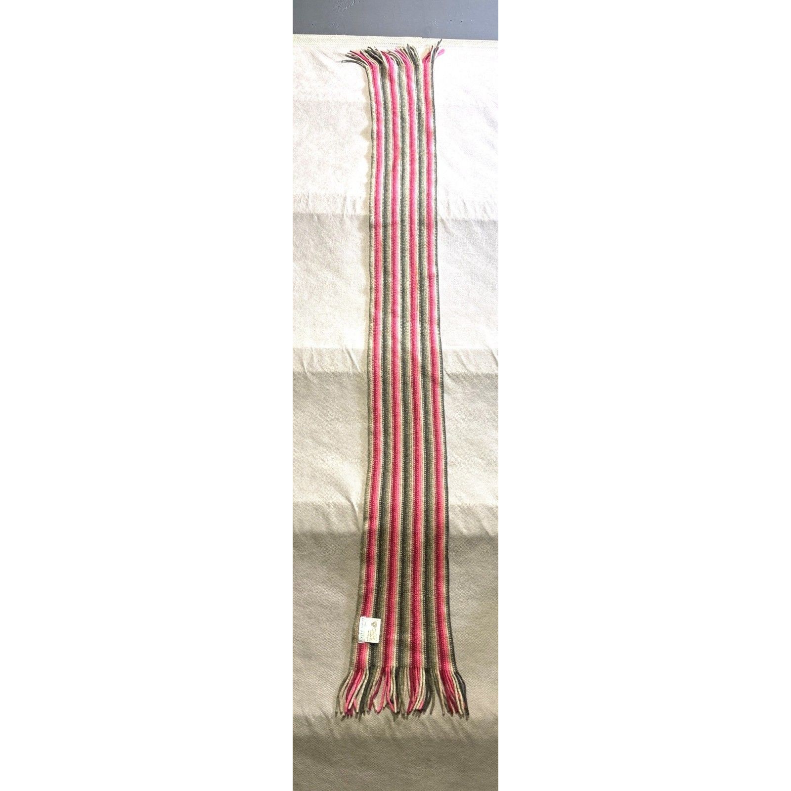 Vntage Jigsaw Junior Pure New Wool Striped Scarf Multicolor Fringe Scotland Made — image 2 of 8